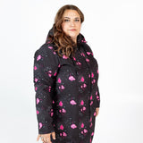 Softshell mētelis ar rozā ziedu rakstu