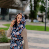 Softshell veste ar ziedu rakstu – Tumši zila