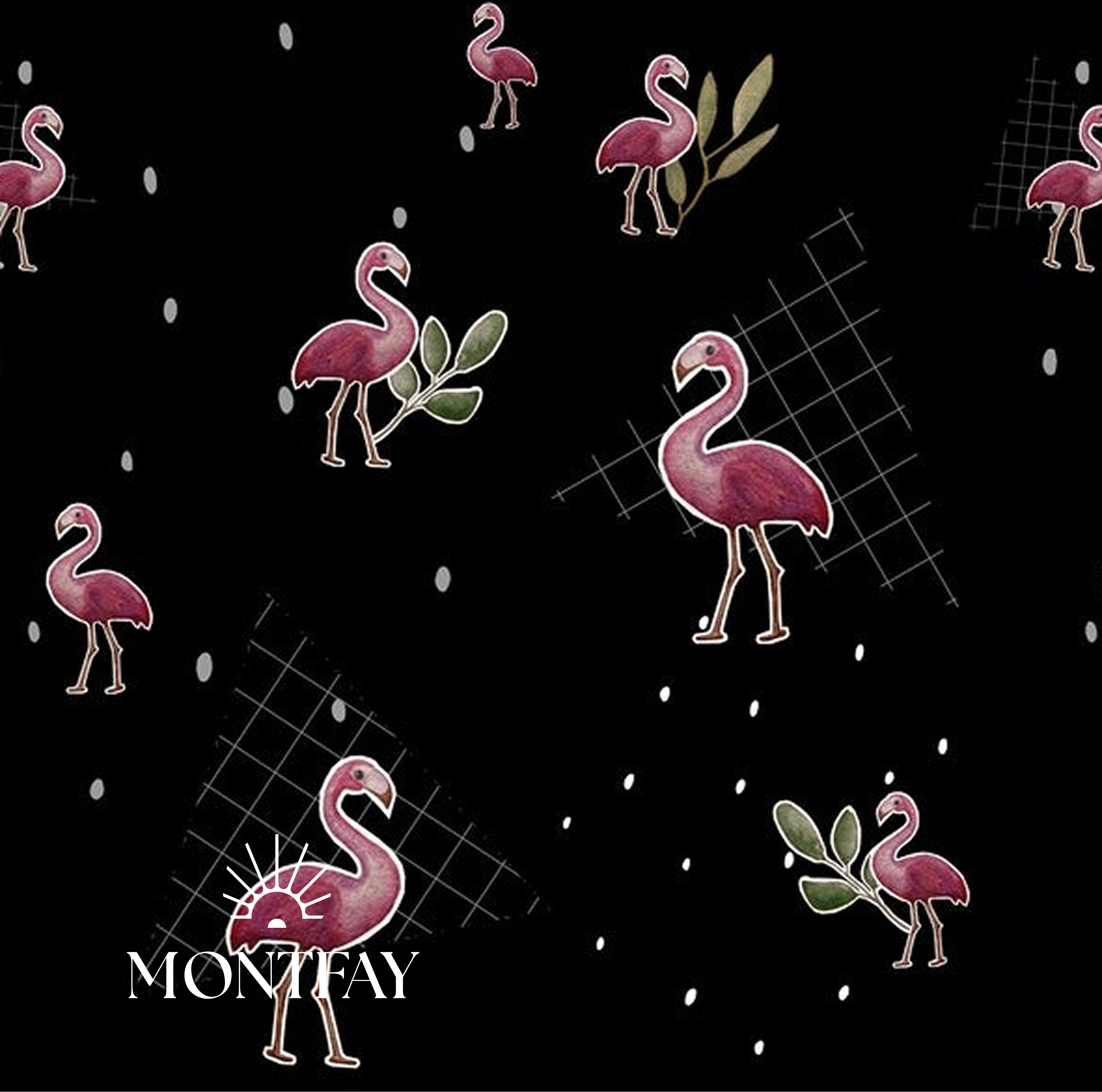 Flamingo uz melna fona
